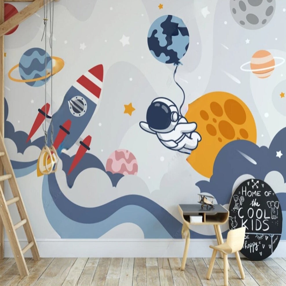 Papier Peint Espace <br/> Fusée et Paysage Espace