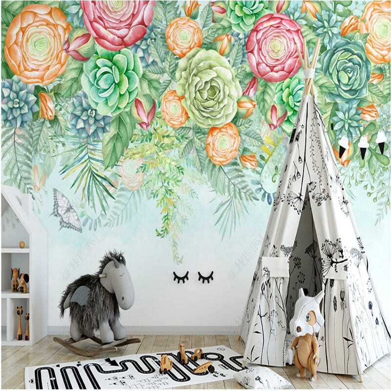 Papier Peint Fleuri Vert | Le Petit Intissé