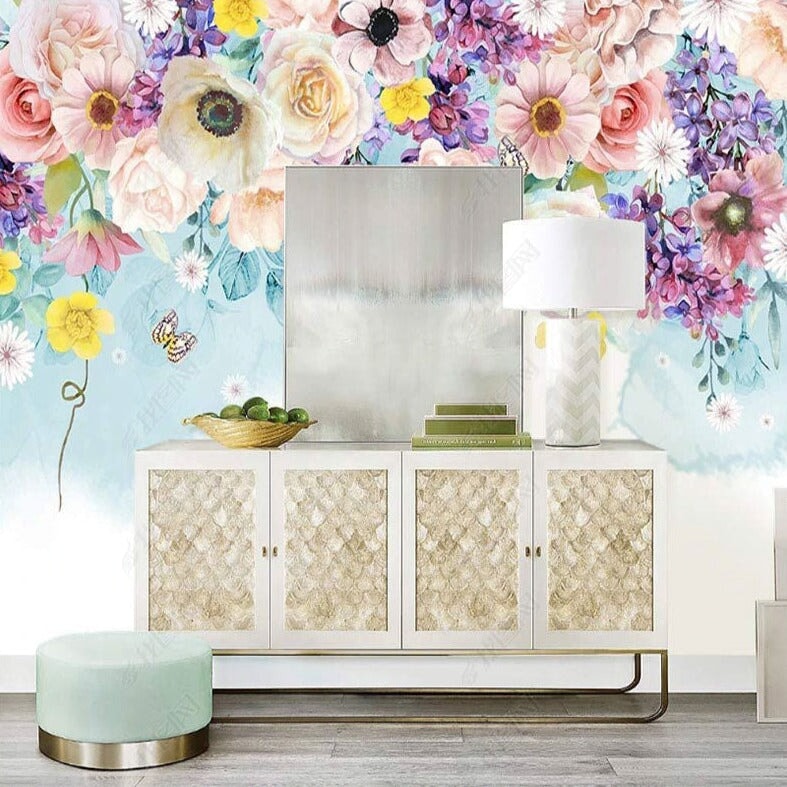 Papier Peint Fleuri Coloré | Le Petit Intissé