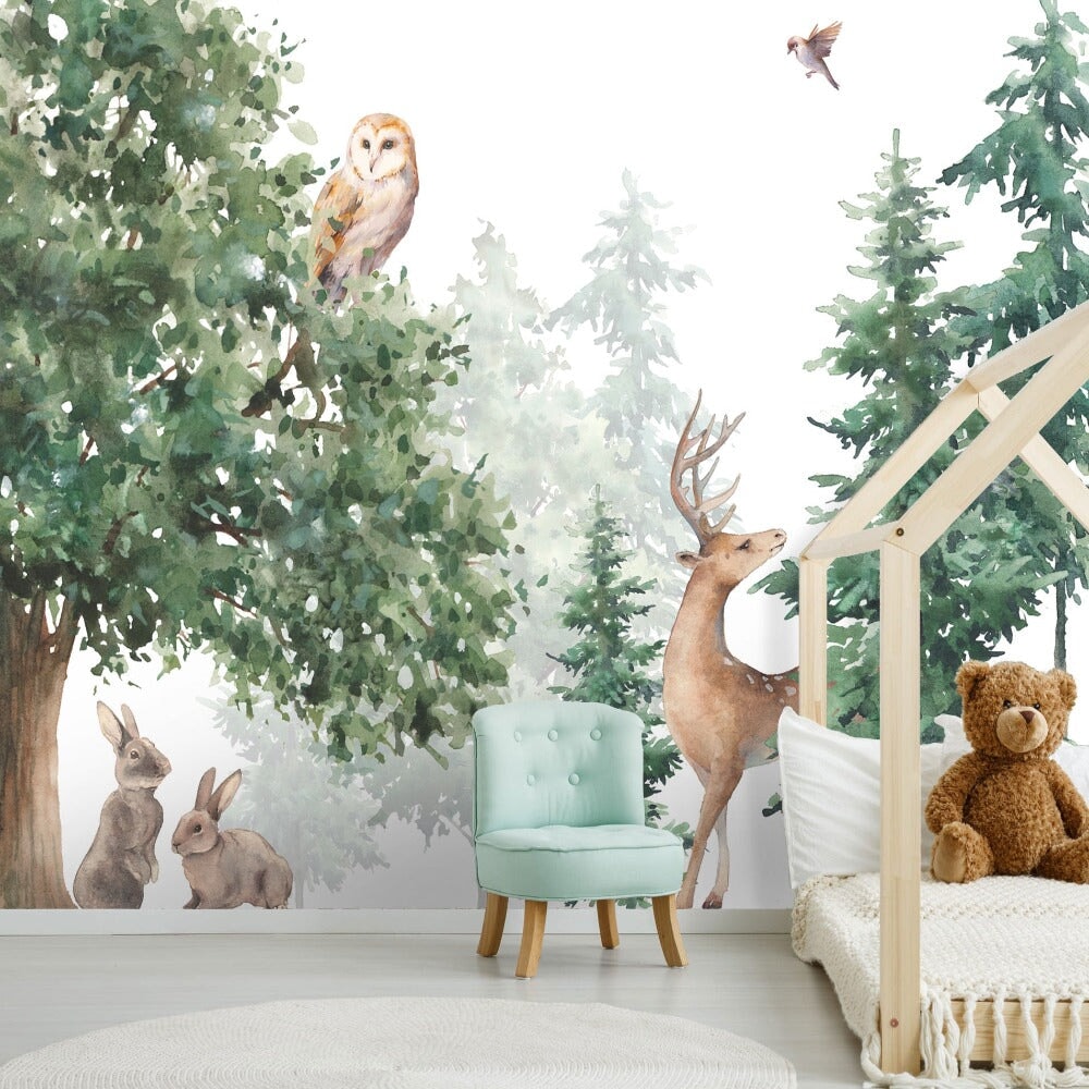 Papier Peint Forêt Aquarelle | Le Petit Intissé