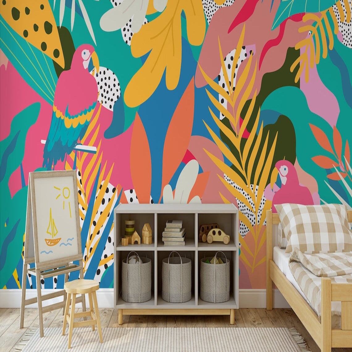 Papier Peint Perroquet Rose | Le Petit Intissé