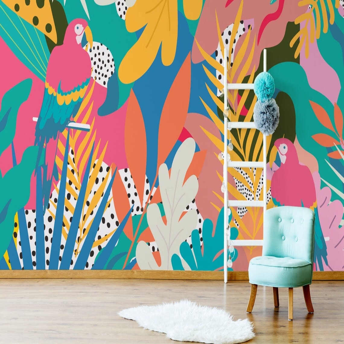 Papier Peint Perroquet Rose | Le Petit Intissé