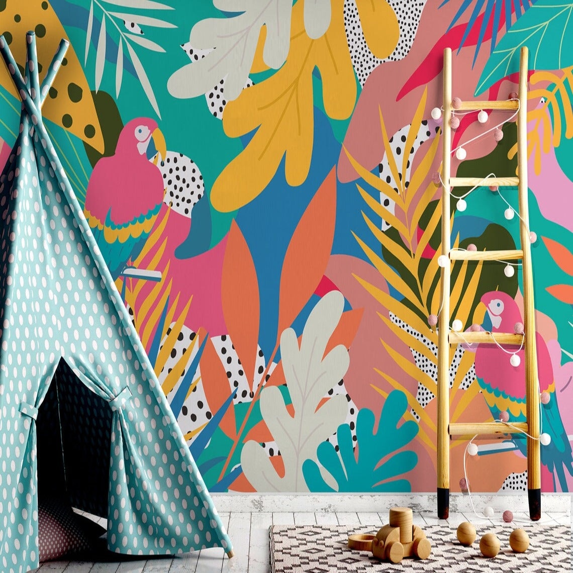 Papier Peint Perroquet Rose | Le Petit Intissé