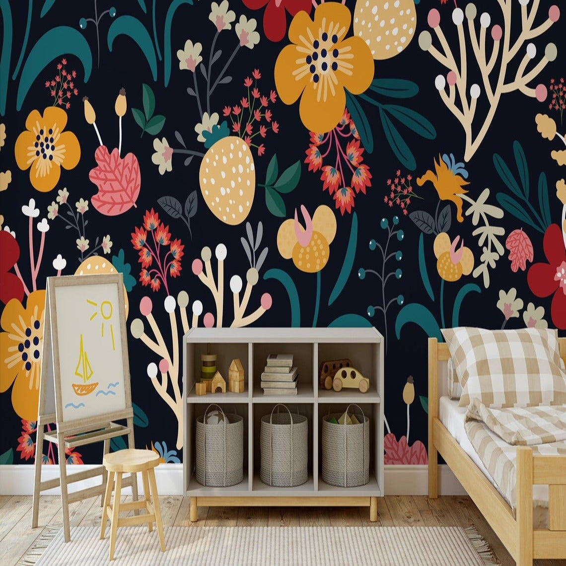 Papier Peint Fleur Bleu Marine | Le Petit Intissé