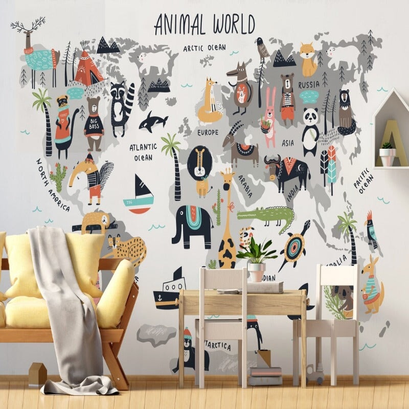 Papier Peint Carte du Monde <br/> Animal World