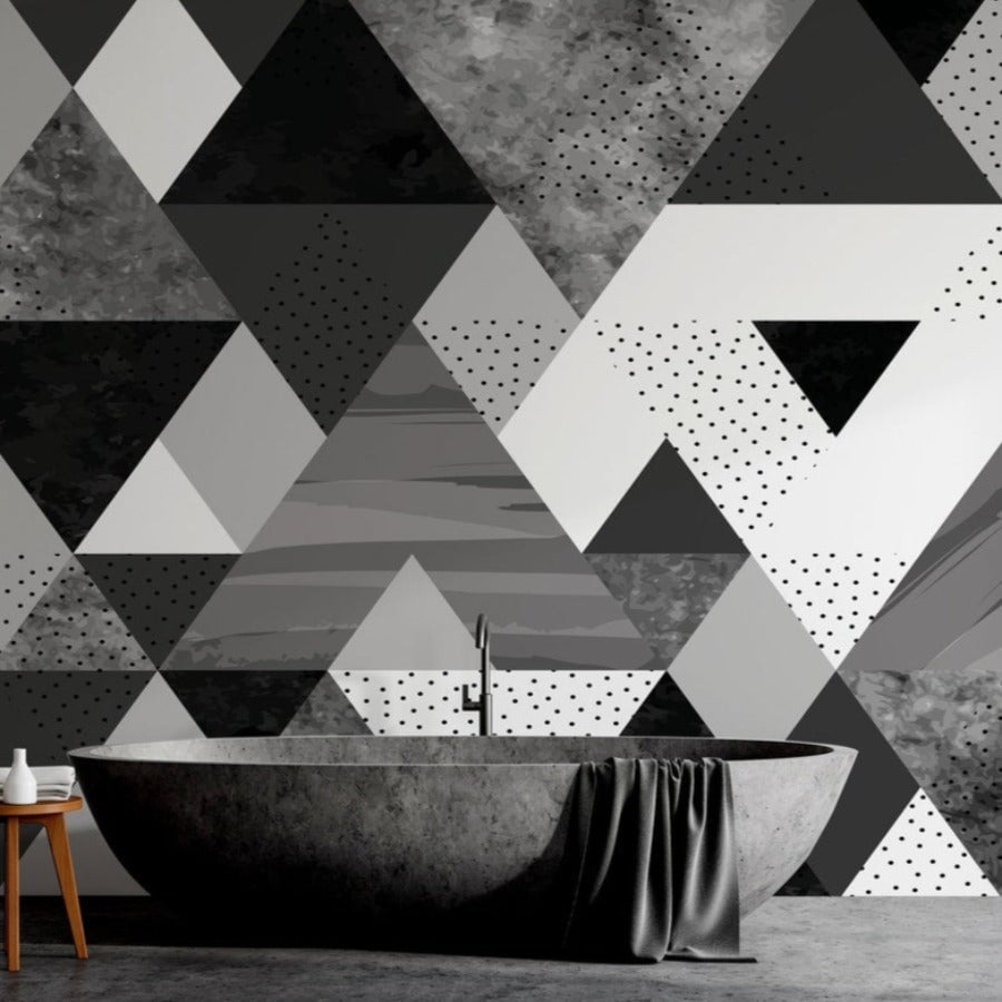 Papier Peint Noir et et Blanc Géométrique | Le Petit Intissé
