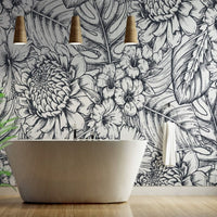 Thumbnail for Papier Peint Fleur Noir et et Blanc | Le Petit Intissé
