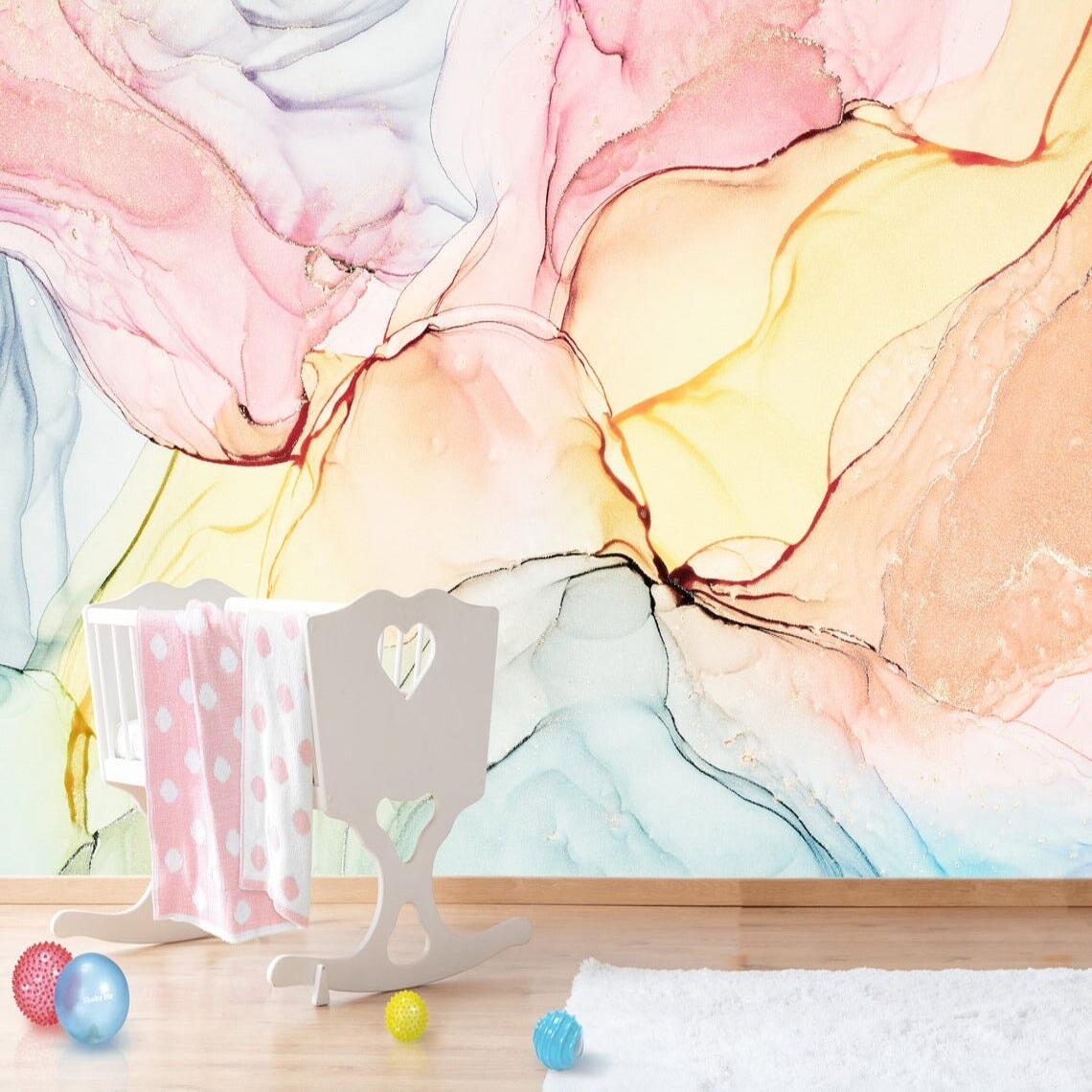 Papier Peint Marbre Jaune et Rose | Le Petit Intissé