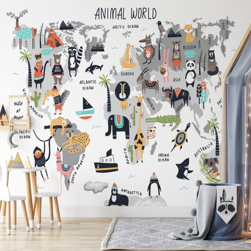 Papier Peint Carte du Monde <br/> Animal World