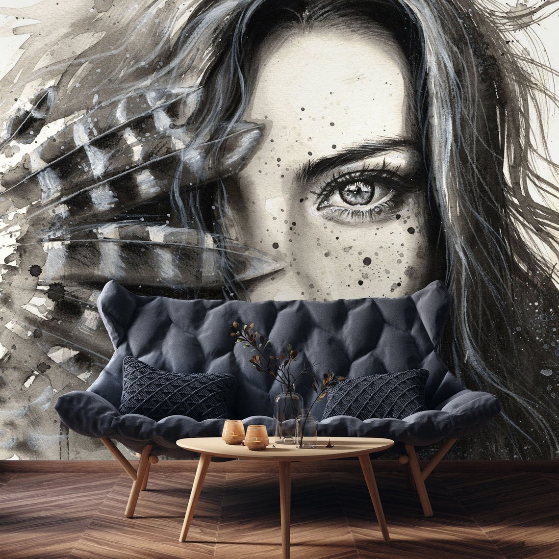 Papier Peint Visage Noir et Blanc | Le Petit Intissé