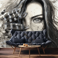 Thumbnail for Papier Peint Visage Noir et Blanc | Le Petit Intissé