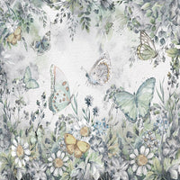 Thumbnail for Papier Peint Fleur <br/> Aquarelle Fleur Bleu-Vert