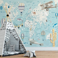 Thumbnail for Papier Peint Carte du Monde <br/> Mappemonde Bleue