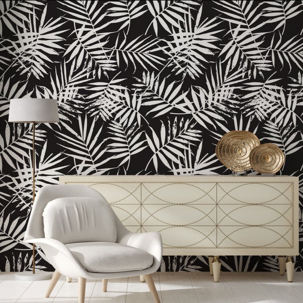 Papier Peint Feuillage Fond Noir | Le Petit Intissé