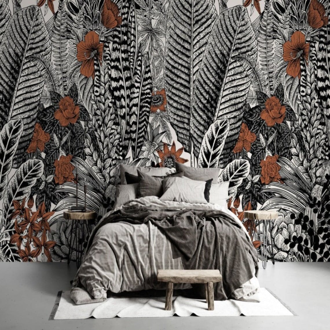 Papier Peint Plante Noir et Blanc | Le Petit Intissé