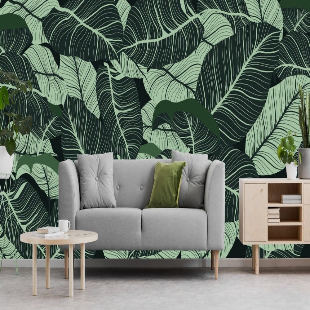 Papier Peint Panoramique Feuille Verte | Le Petit Intissé