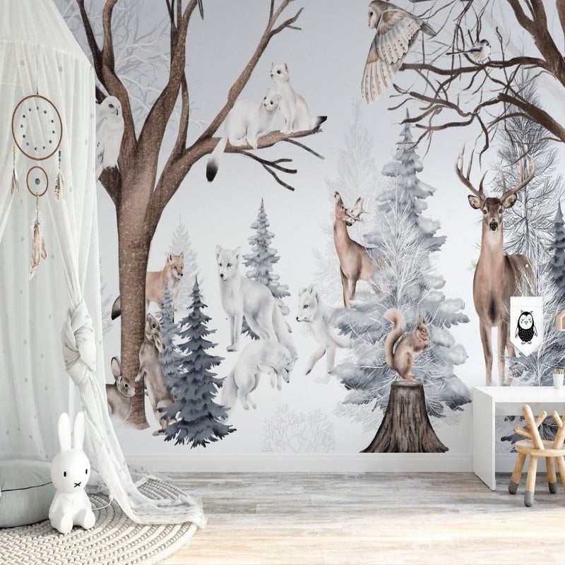 Papier Peint Panoramique Forêt Animaux | Le Petit Intissé