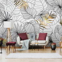 Thumbnail for Papier Peint Tropical <br/> Jungle Or et Noir