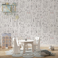 Thumbnail for Papier Peint Animaux <br/> Fond Blanc Motif Noir