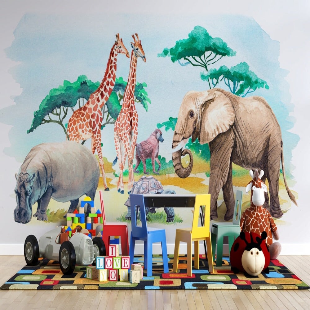 Papier Peint Savane Eléphant | Le Petit Intissé