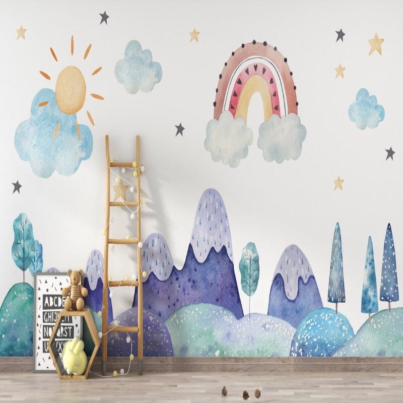 Papier Peint Aquarelle Montagne | Le Petit Intissé