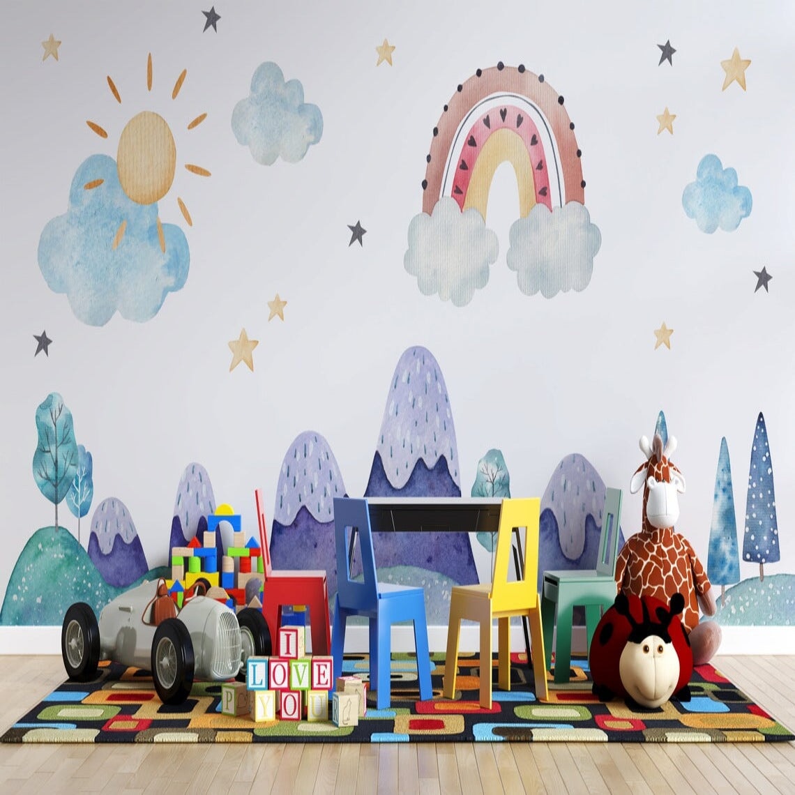 Papier Peint Aquarelle Montagne | Le Petit Intissé