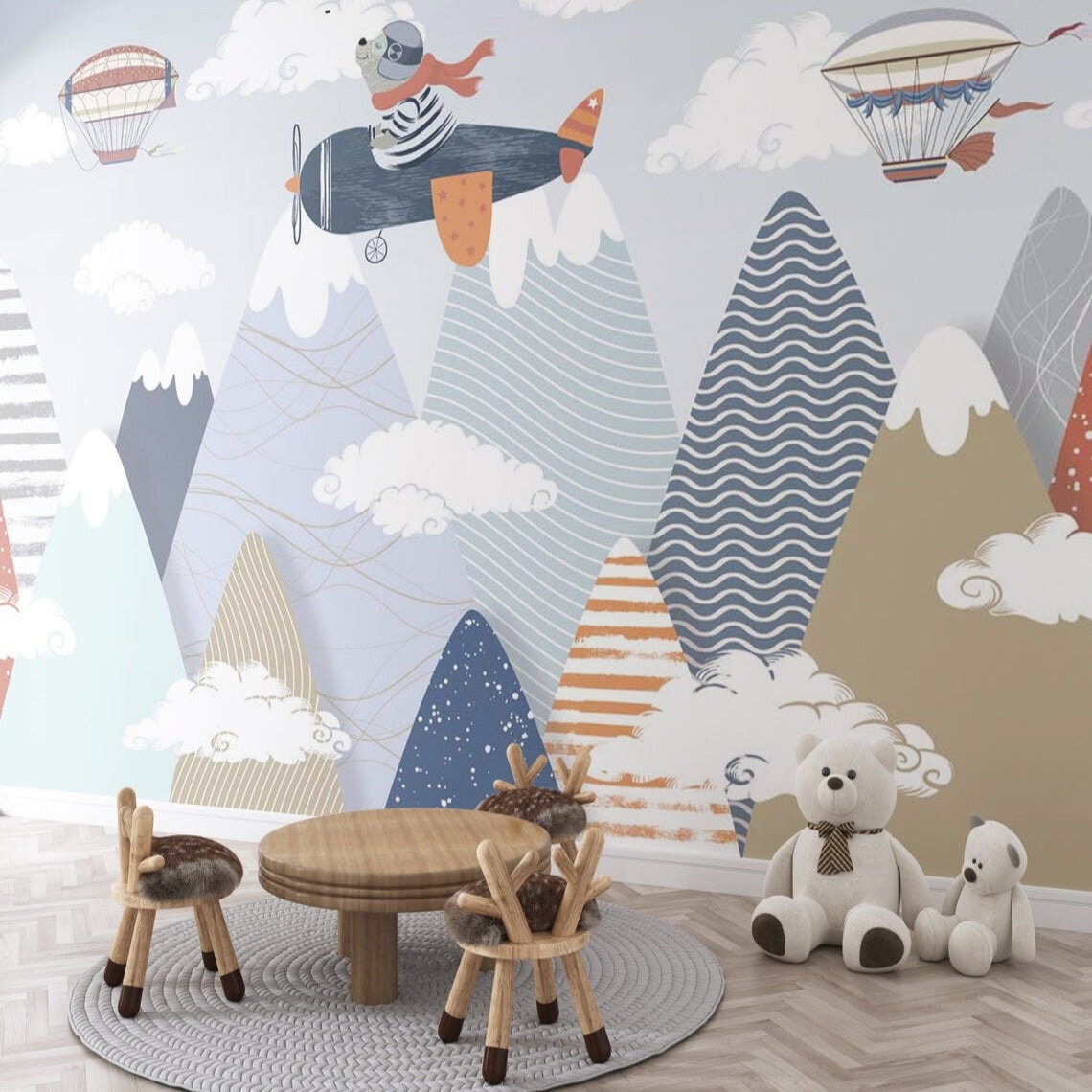 Papier Peint Ours Pilote Avion | Le Petit Intissé