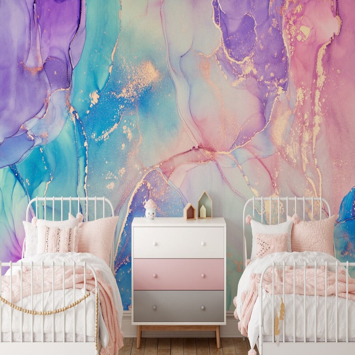 Papier Peint Imitation Marbre Rose | Le Petit Intissé