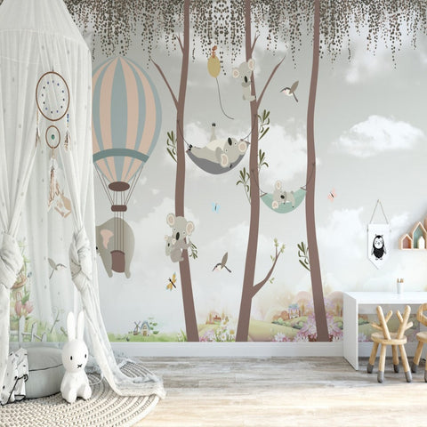 Familyfabric Papier Peint Intissé / Panneau mural panoramique chambre enfant  Art Forêt Koala -  France