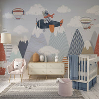 Thumbnail for Papier Peint Ours Pilote Avion | Le Petit Intissé