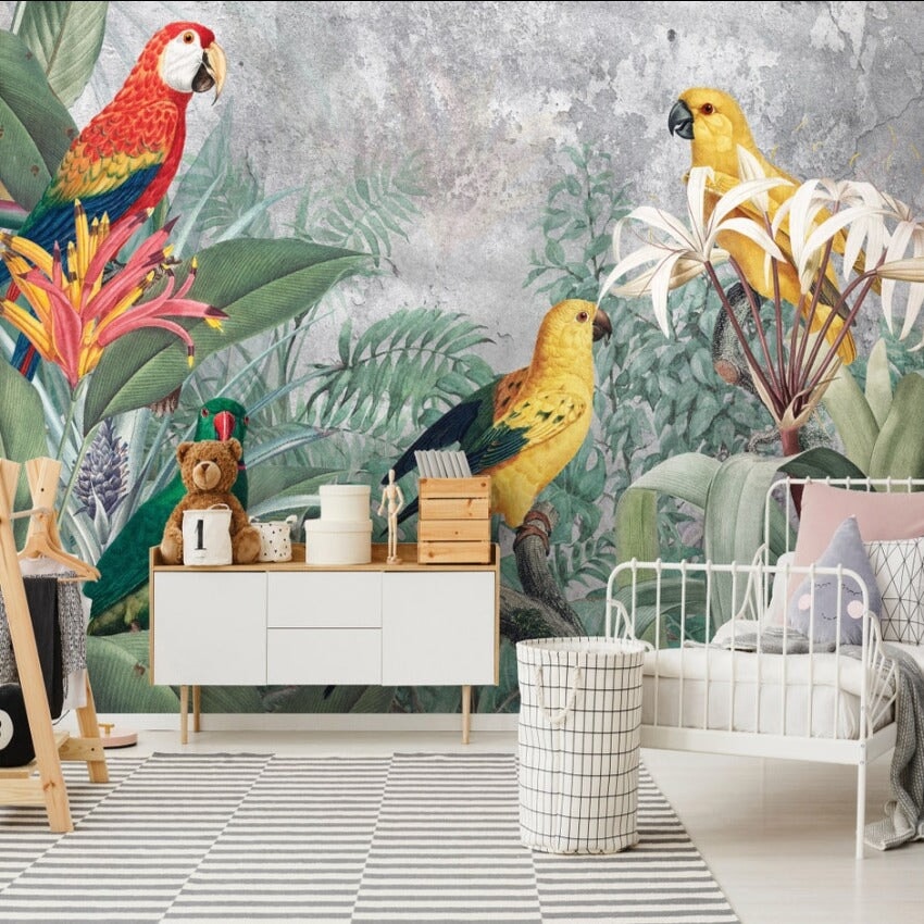 Papier Peint avec des Perroquets | Le Petit Intissé