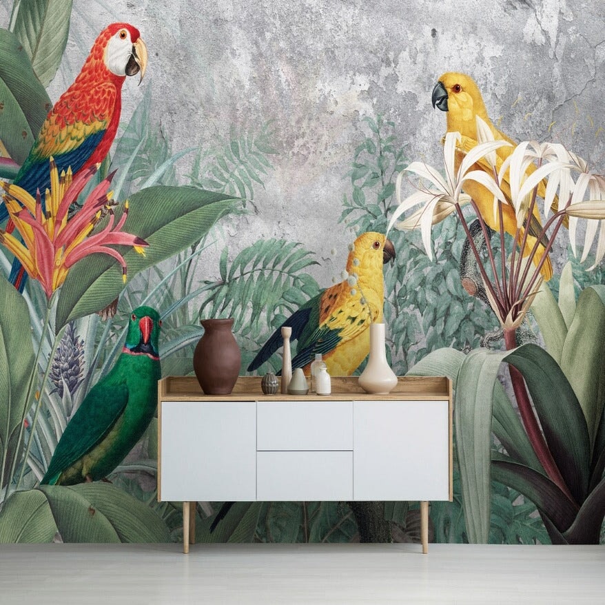 Papier Peint avec des Perroquets | Le Petit Intissé