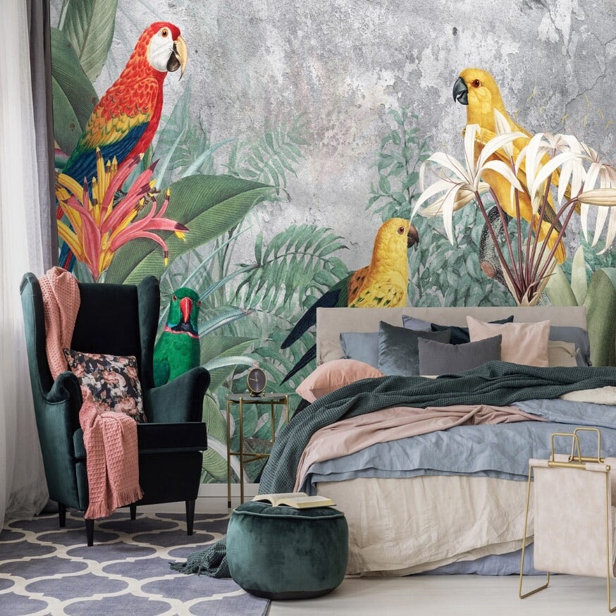 Papier Peint avec des Perroquets | Le Petit Intissé