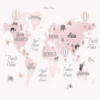 Thumbnail for Papier Peint Carte du Monde <br/> Panoramique Rose Fille