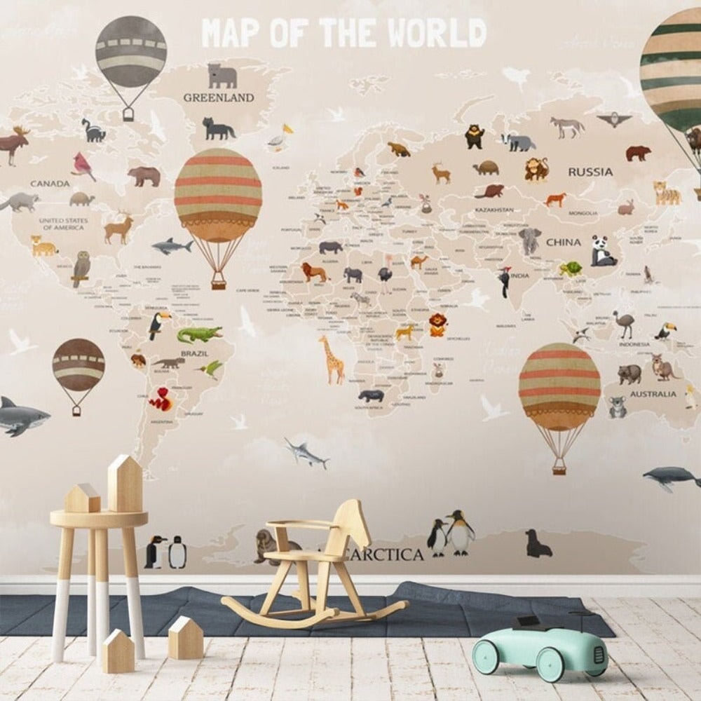 Papier Peint Carte du Monde Beige | Le Petit Intissé