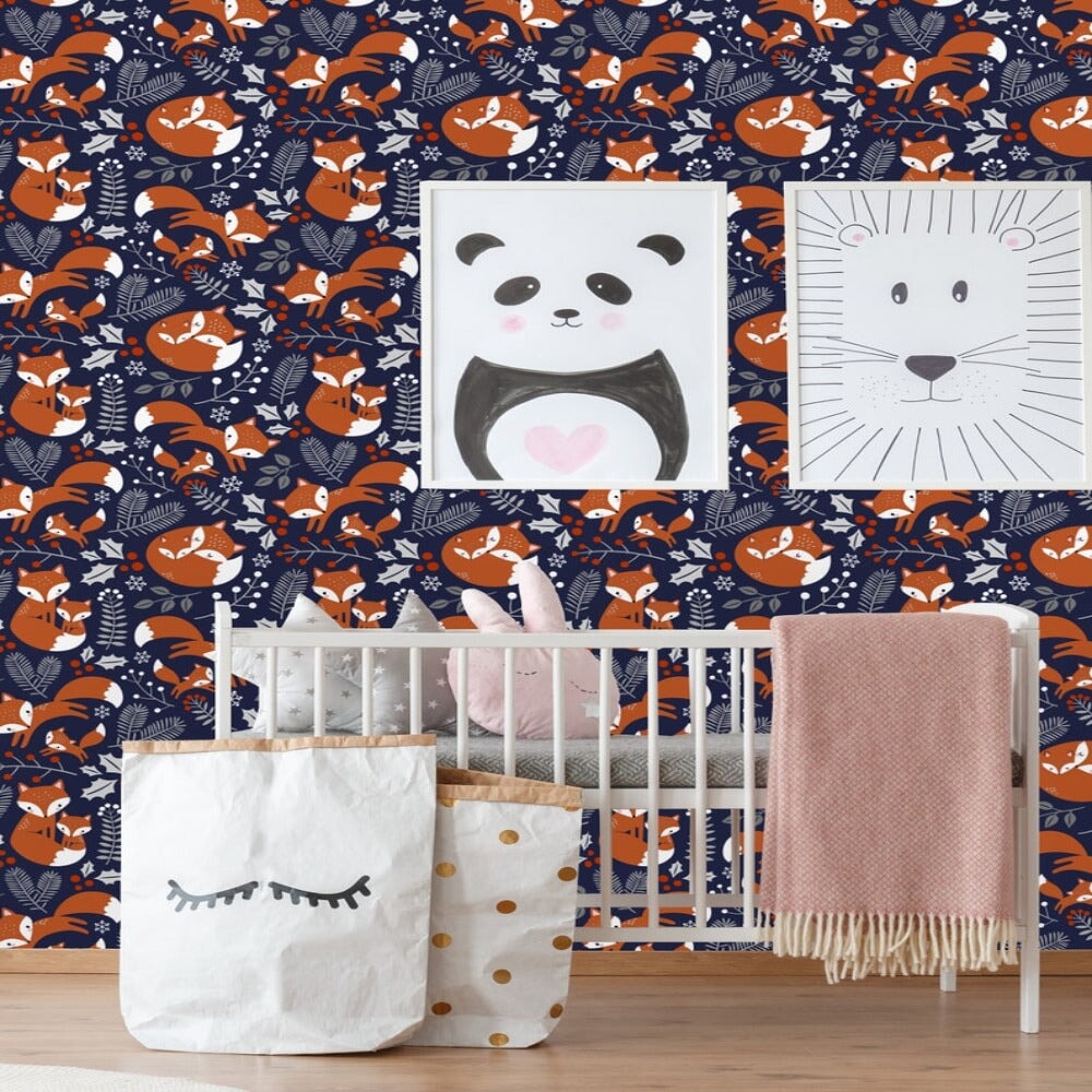 Papier Peint Animaux <br/> Renard et Fleurs