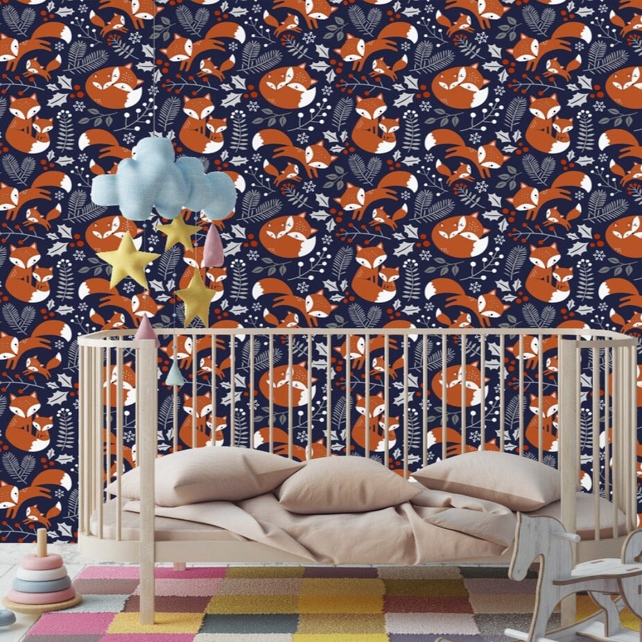 Papier Peint Animaux <br/> Renard et Fleurs