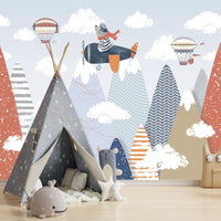 Thumbnail for Papier Peint Bébé Classique <br/> Ours Pilote Avion