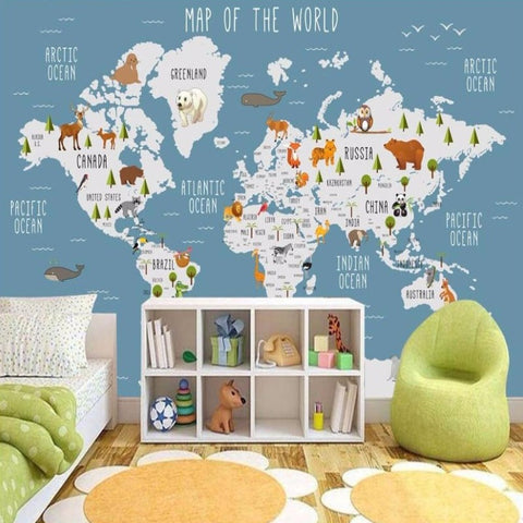 Papier peint carte du monde éducative