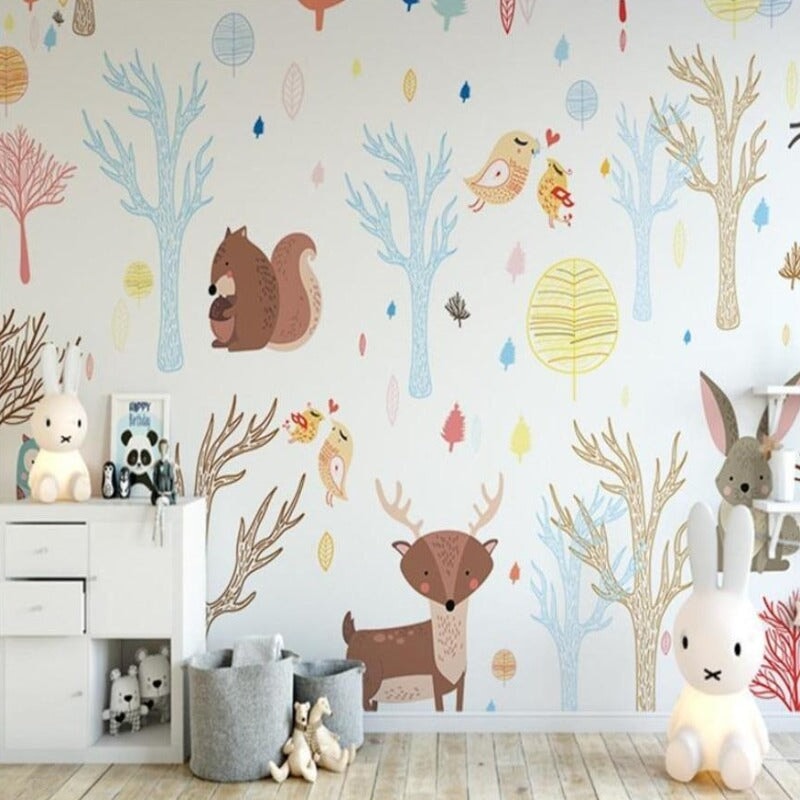 Papier Peint Panoramique Animaux Forêt | Le Petit Intissé