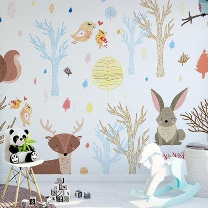 Papier Peint Panoramique Animaux Forêt | Le Petit Intissé