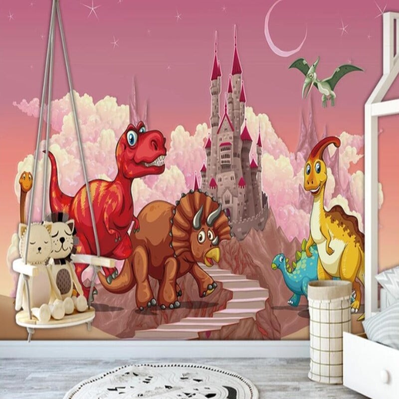 Papier Peint Dinosaure Rose | Le Petit Intissé