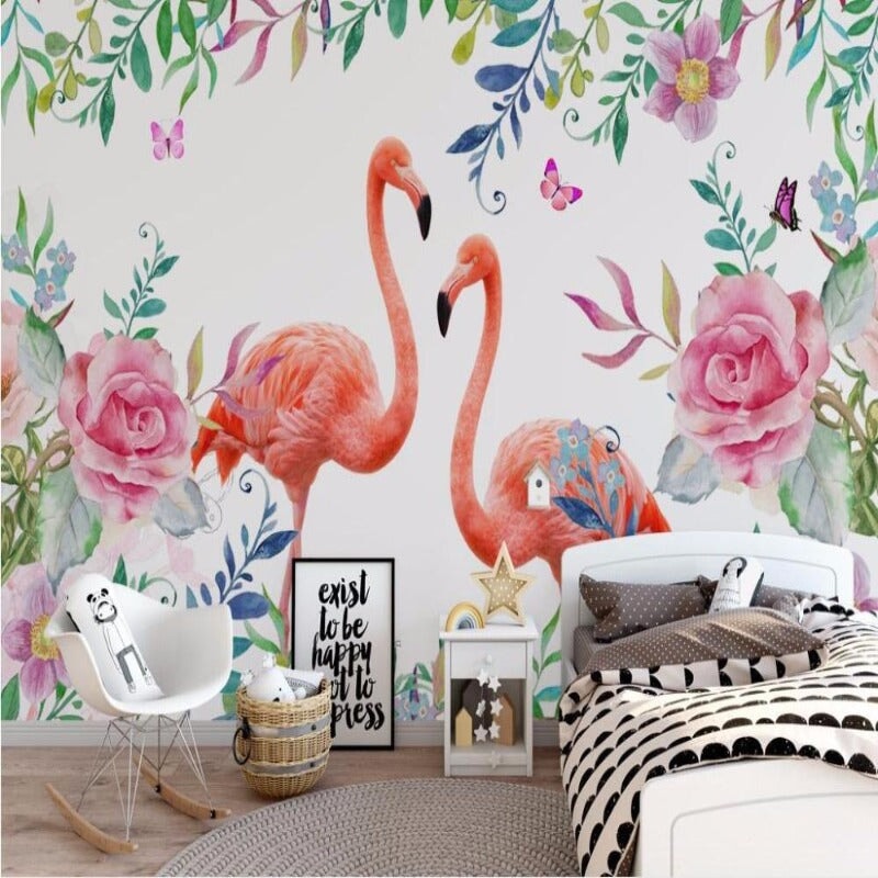 Papier Peint Tropical Flamant Rose | Le Petit Intissé