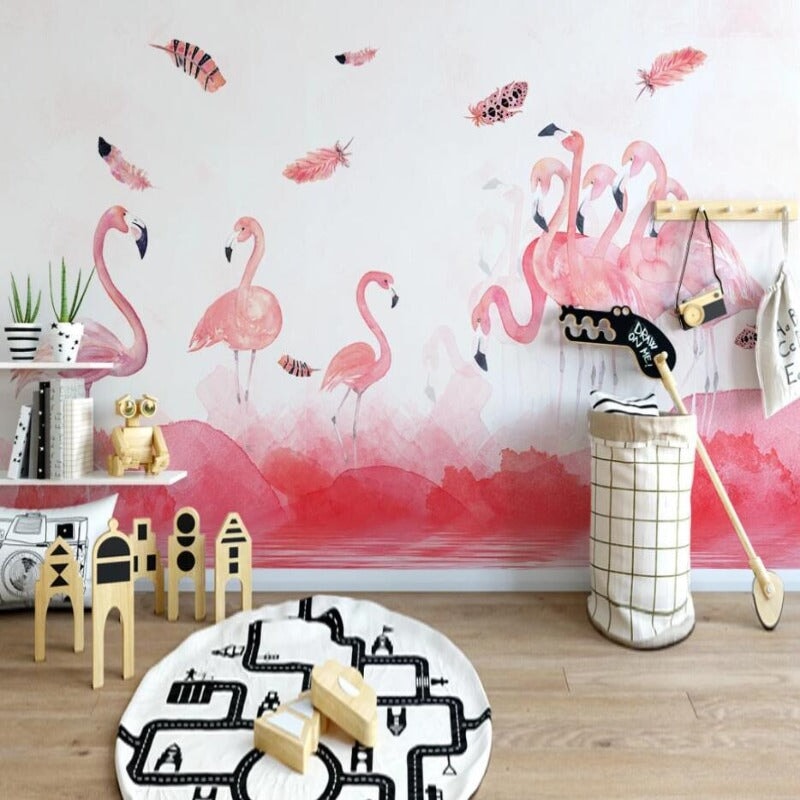 Papier Peint Panoramique Flamant Rose | Le Petit Intissé