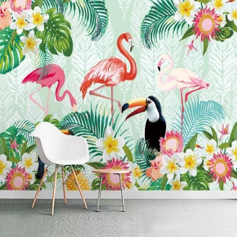 Papier Peint Tropical Flamant Rose | Le Petit Intissé