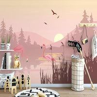 Thumbnail for Papier Peint Intissé Flamant Rose | Le Petit Intissé