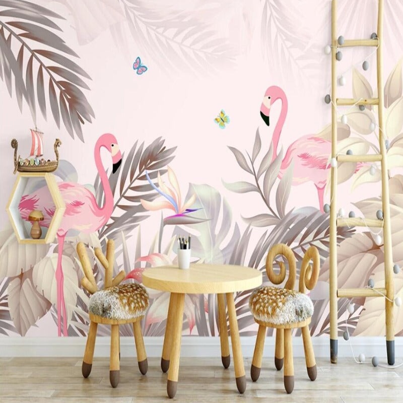 Papier Peint Flamant Rose Vintage | Le Petit Intissé