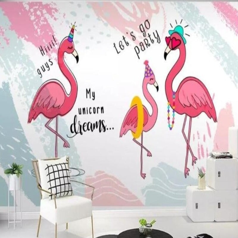 Tapisserie Flamant Rose sur les 4 murs | Le Petit Intissé