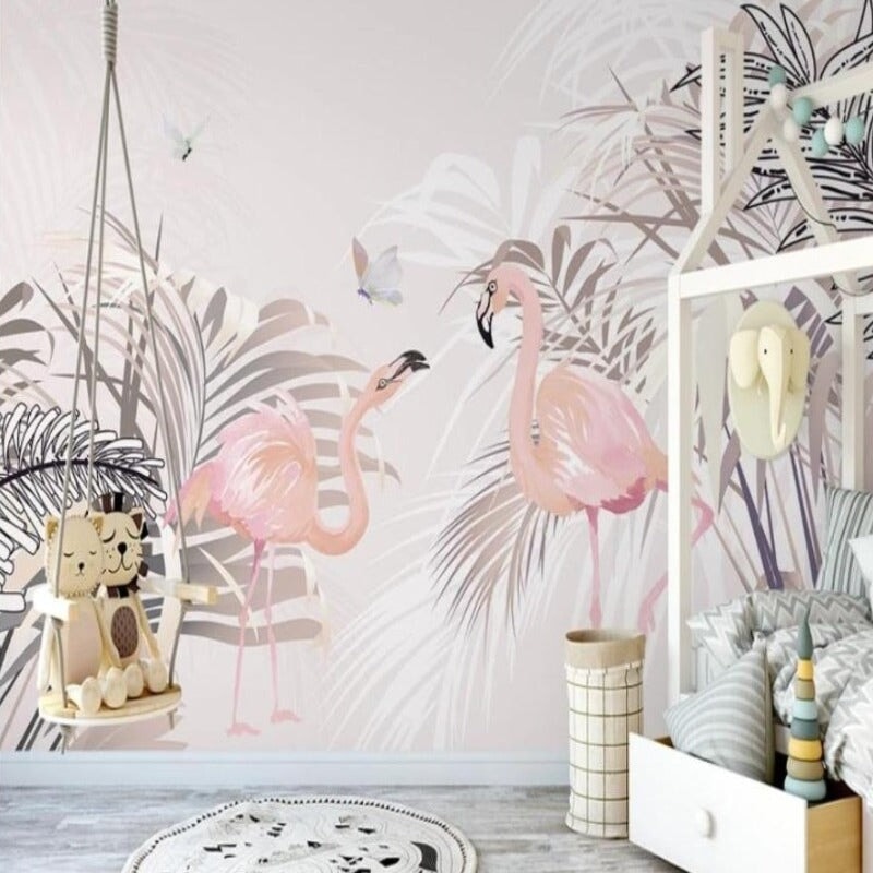 Papier Peint Jungle Flamant Rose | Le Petit Intissé