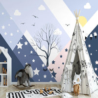 Thumbnail for Papier Peint Bleu avec Etoile | Le Petit Intissé